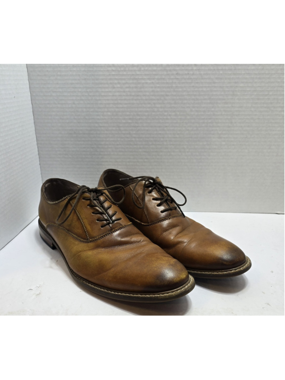 Aston Grey Collection Mens Leu Cognac Oxford Dress Shoes size 10.5
